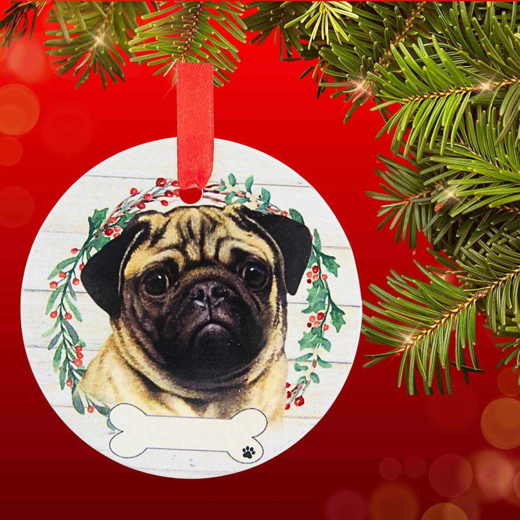 66518 Ceramic Pug Ornament 55031