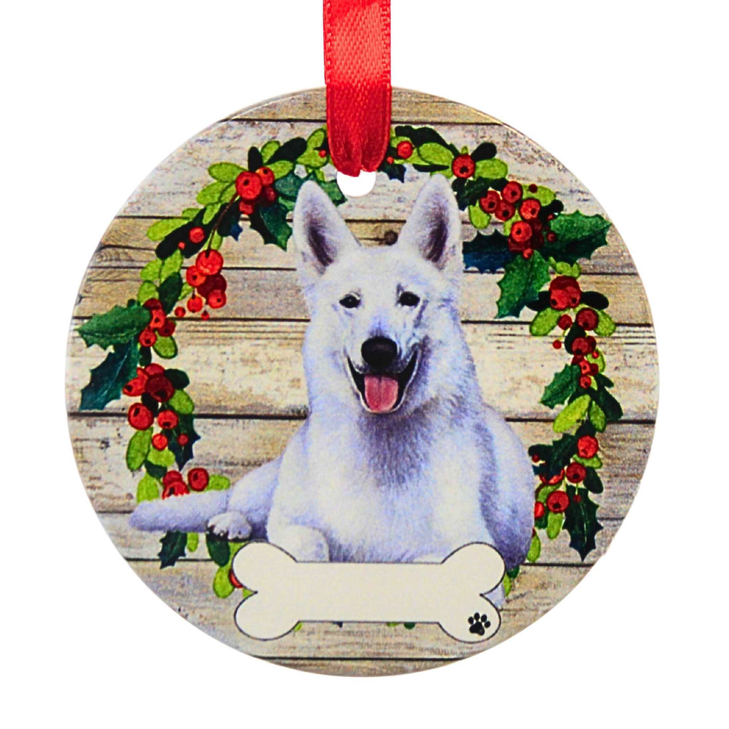 66523 Ceramic White German Shepherd Ornament 55075W