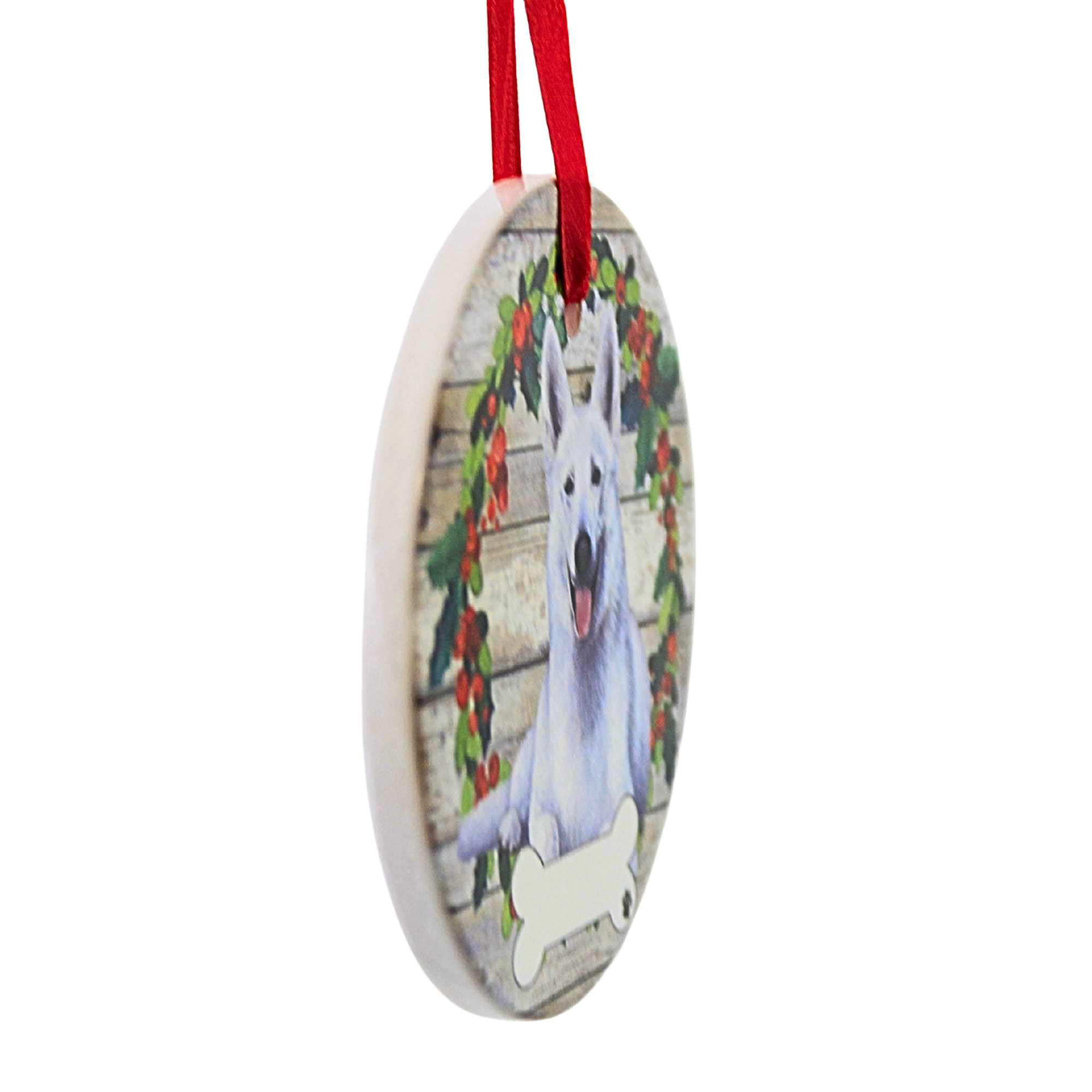 66523 Ceramic White German Shepherd Ornament 55075W
