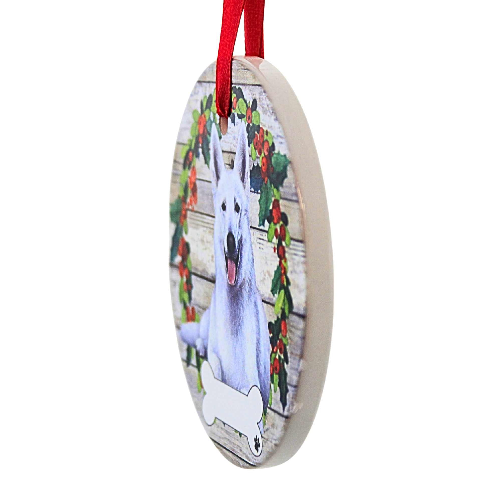 66523 Ceramic White German Shepherd Ornament 55075W
