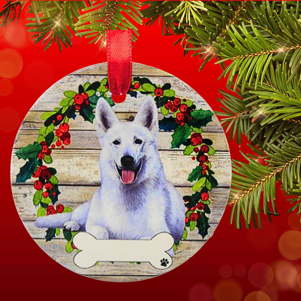 66523 Ceramic White German Shepherd Ornament 55075W