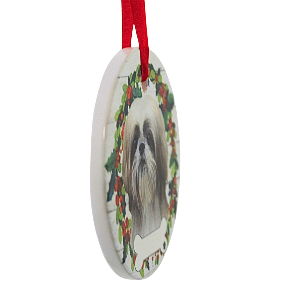 66524 Ceramic Tan And White Shih Tzu Ornament 55038