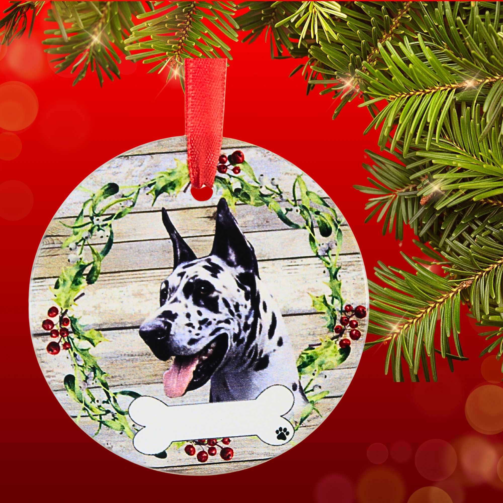 66538 Ceramic Harlequin Great Dane Ornament 55066A