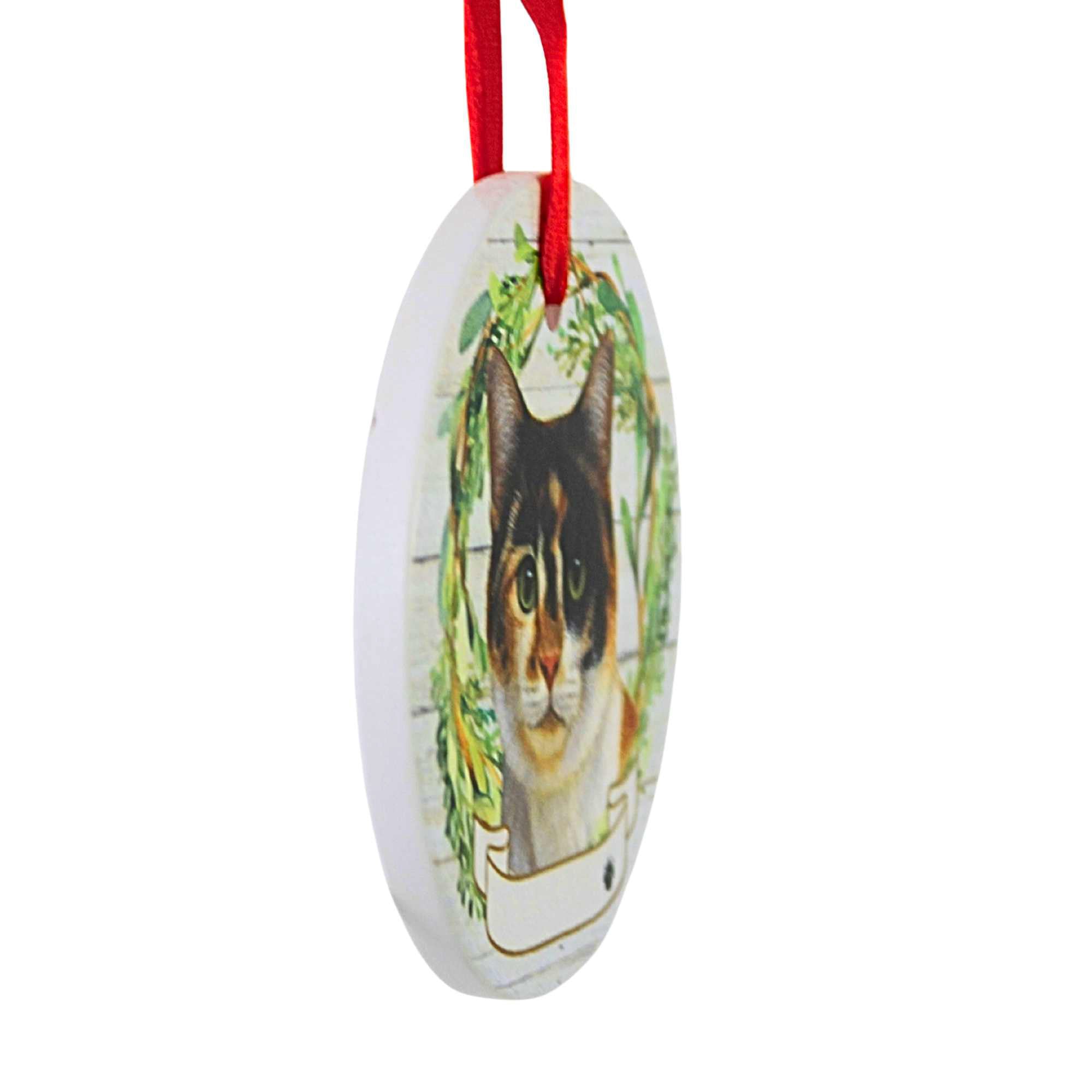 66541 Ceramic Calico Cat Ornament 5512