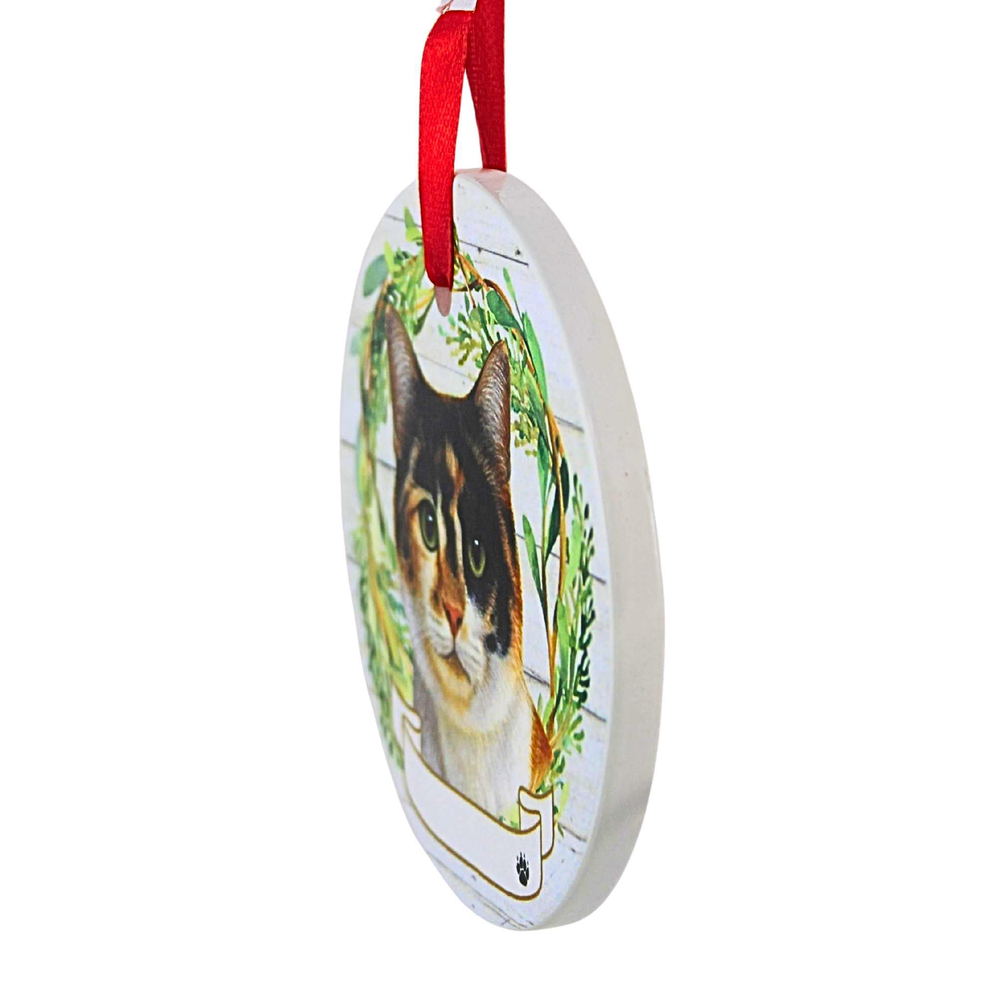 66541 Ceramic Calico Cat Ornament 5512