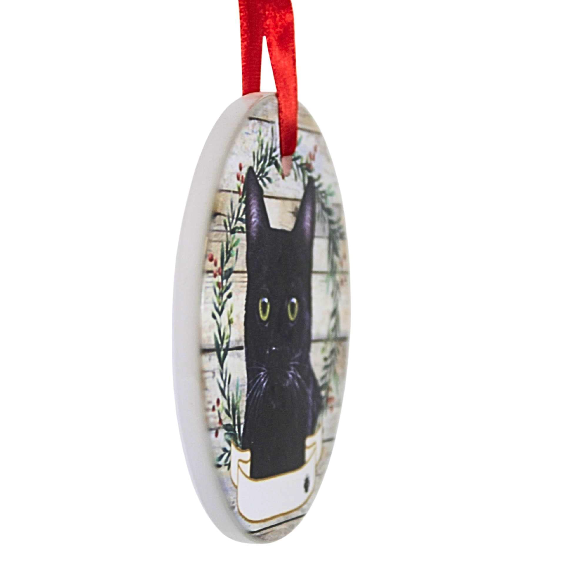 66543 Ceramic Black Cat Ornament 5515