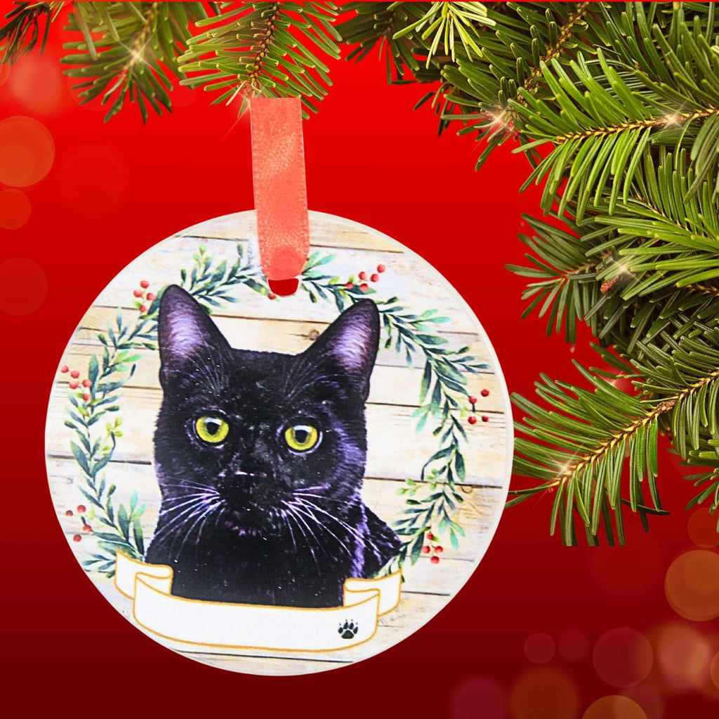 66543 Ceramic Black Cat Ornament 5515