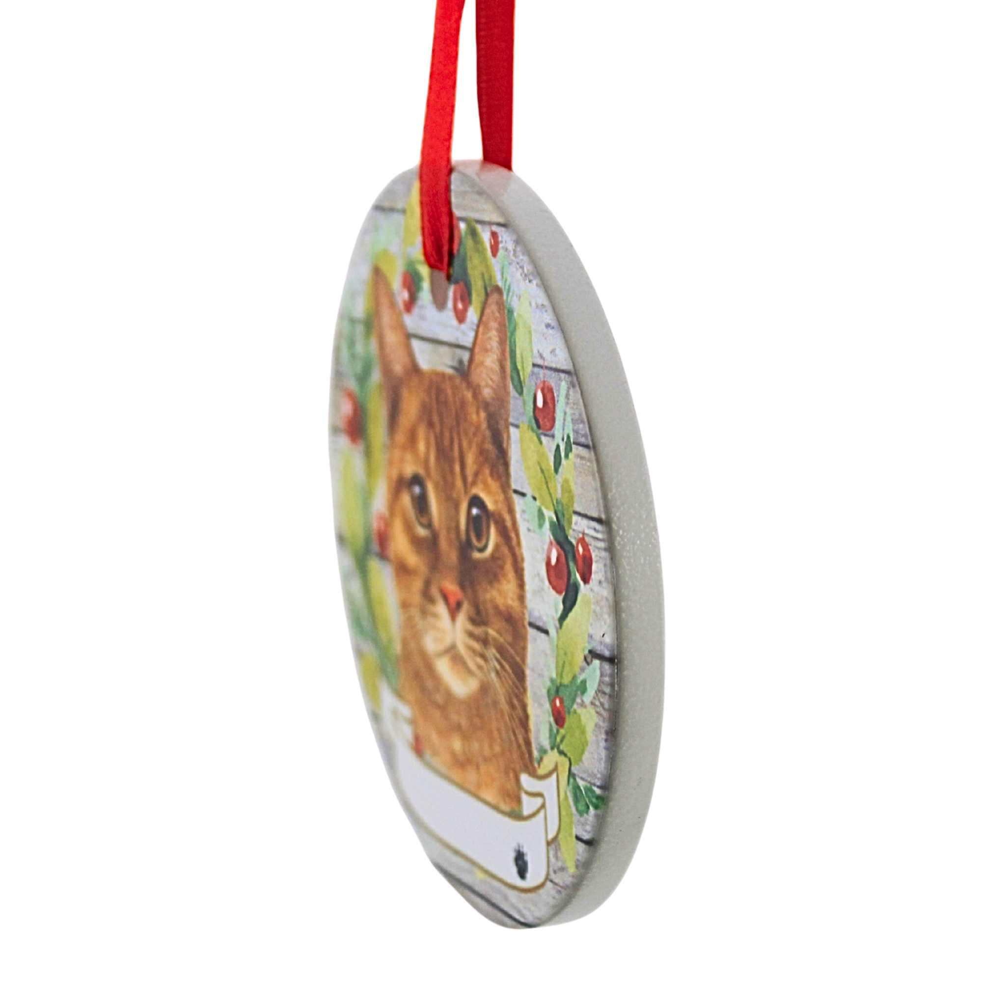 66544 Ceramic Orange Tabby Cat Ornament 5518