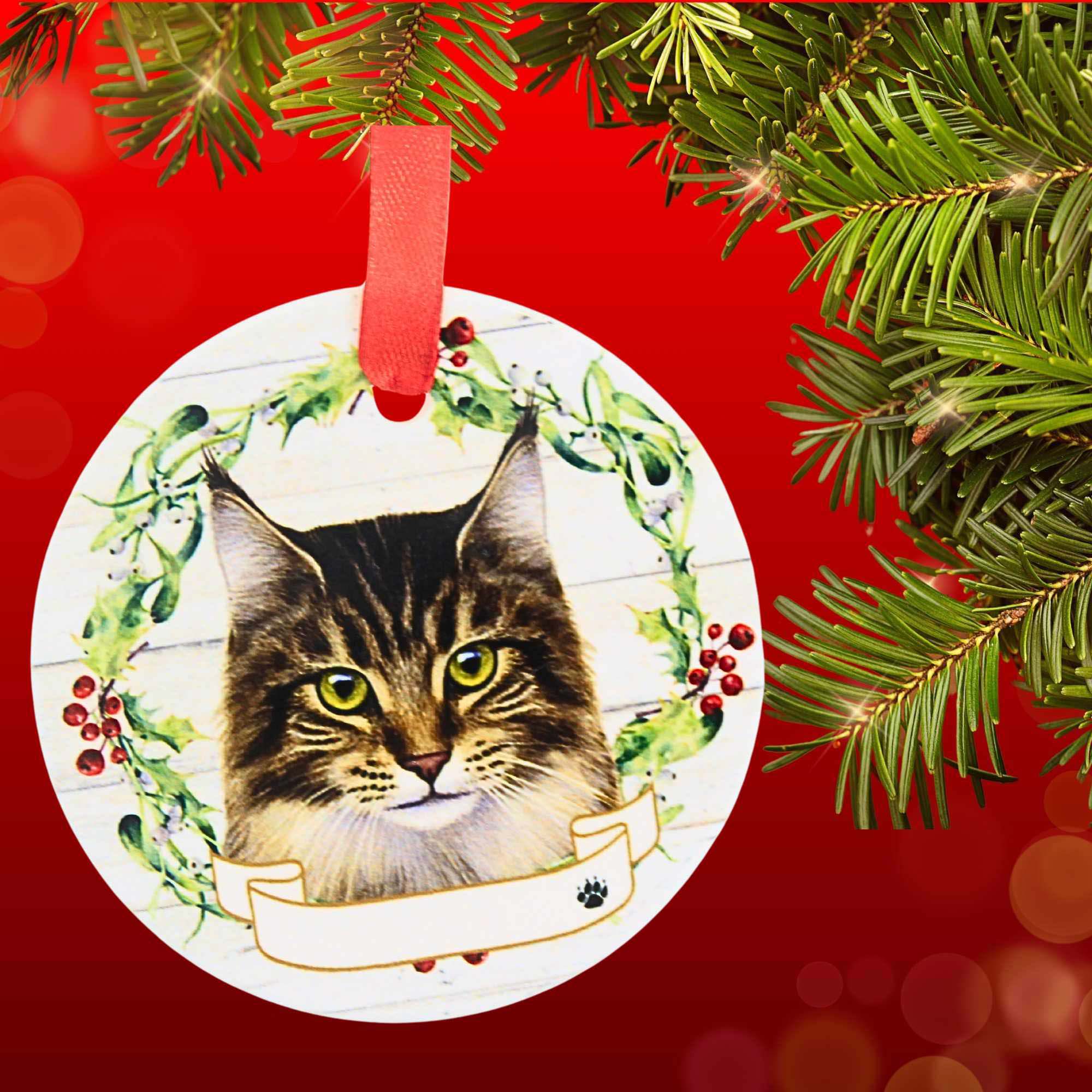66545 Ceramic Maine Coon Cat Ornament 5516