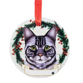 66546 Ceramic Silver Tabby Cat Ornament 5519
