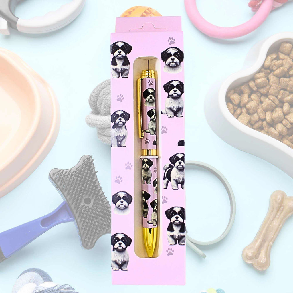 66590 Black And White Shih Tzu Ballpoint Pen 73687B