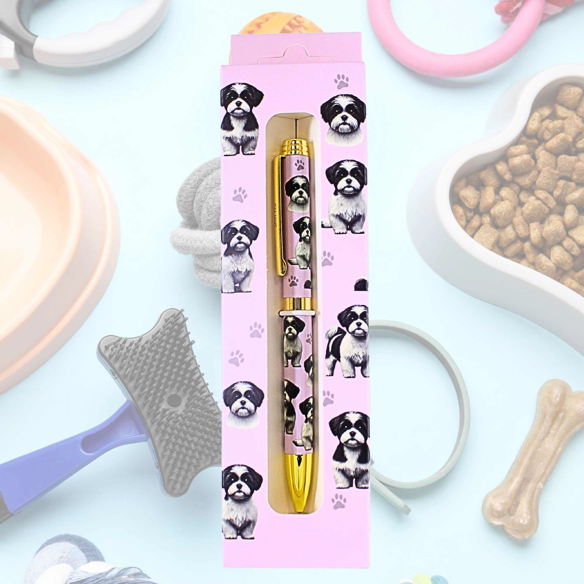 66590 Black And White Shih Tzu Ballpoint Pen 73687B