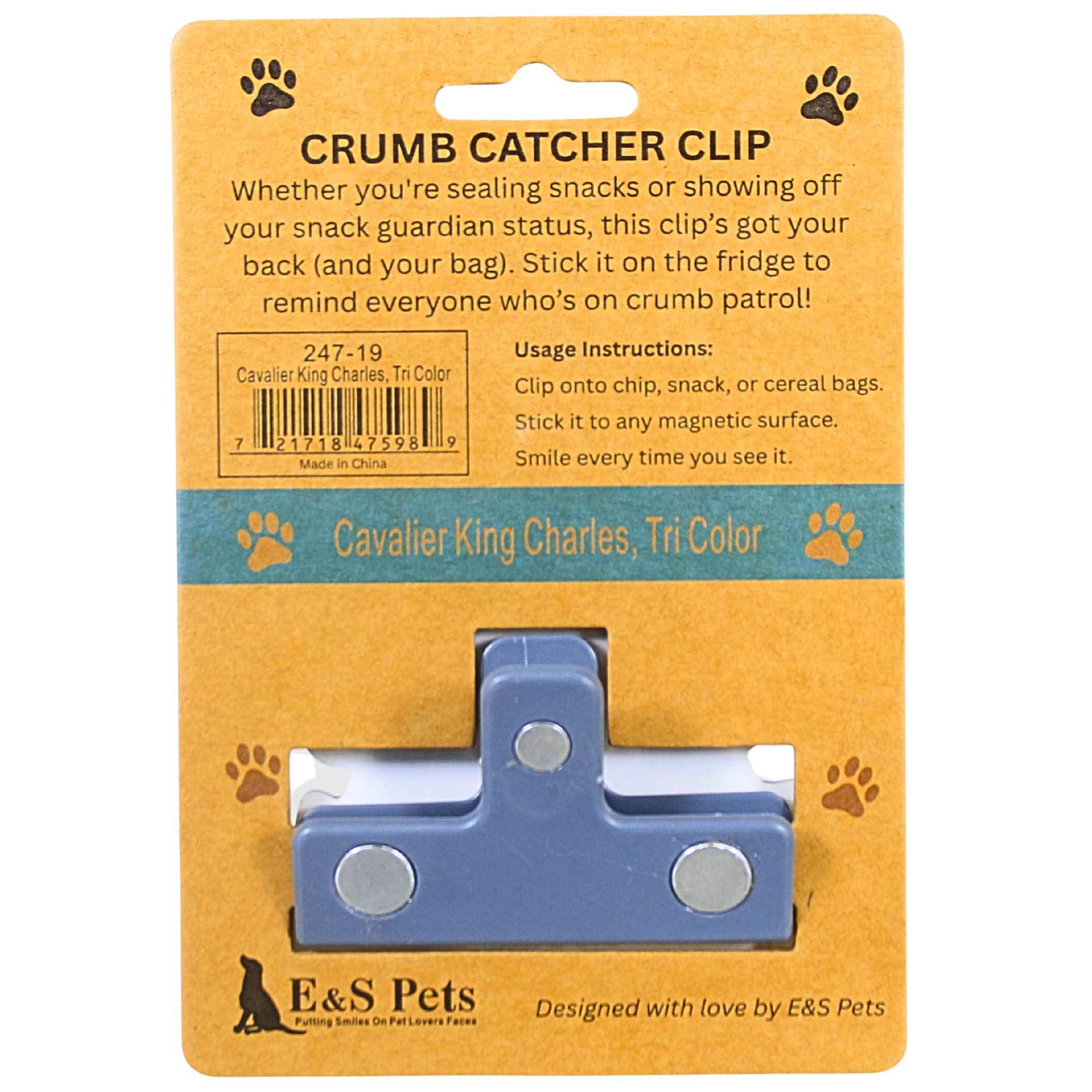 66670 Cavalier King Charles Tri-Color Chip Clip 24719
